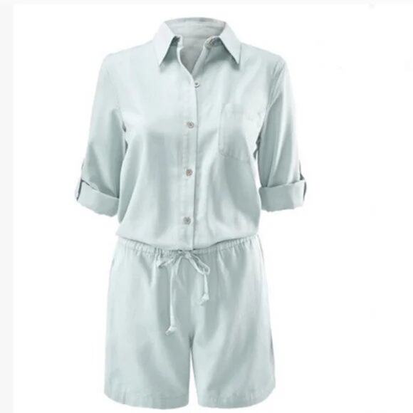 CAbi 5107 Alexa Romper in Faded Blue Collard Jumpsuit Button Down Playsuit - Picture 3 of 9